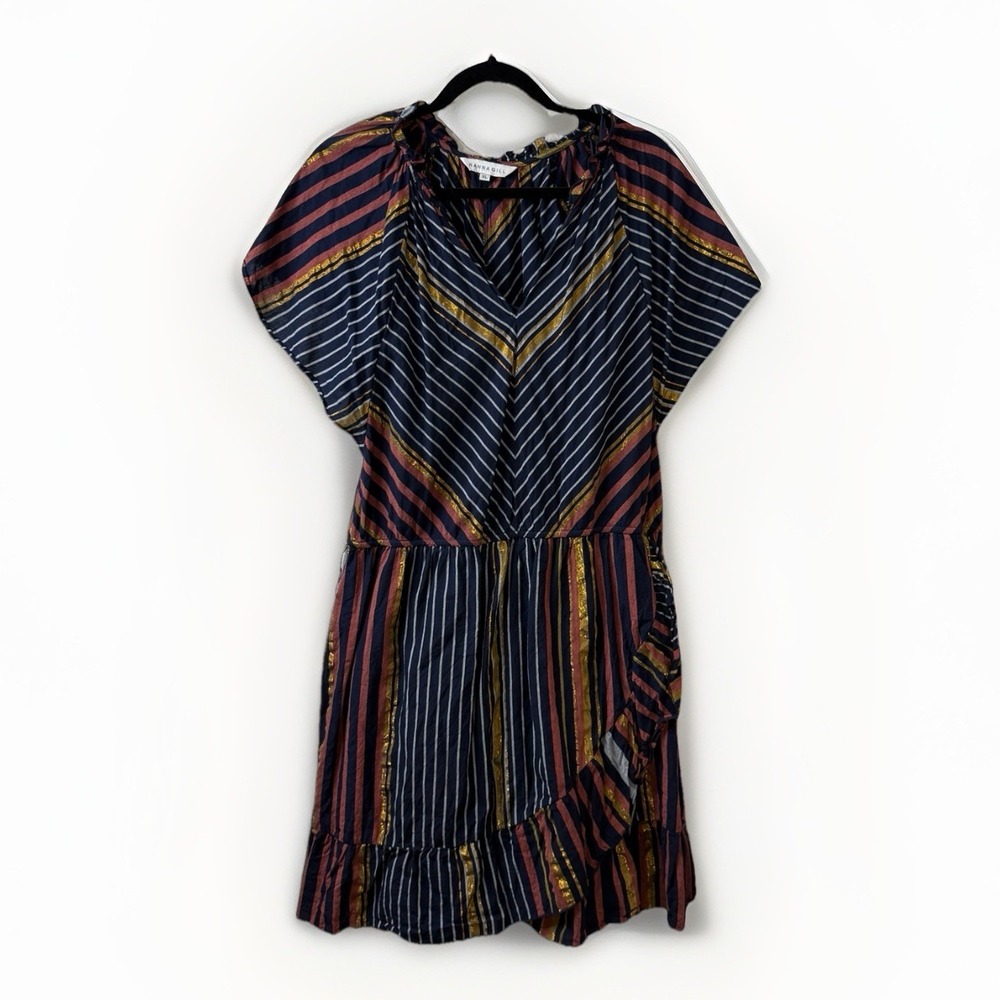 Anthropologie Ranna Gill Dress Womens XL Sibyl Shimmer Flutter Sleeve *No Belt